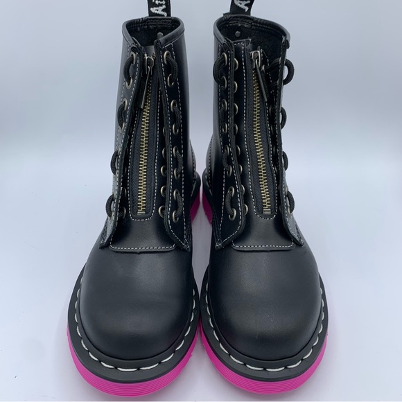 New Dr. Martens Womens 6 Style 1460 Jungle Pink Sole Zipper Front Wanama Boot - Picture 2 of 9